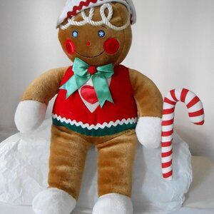 Christmas Gingerbread Man Red Vest Candy Cane 1990 Target Brand Vintage 13" Tall